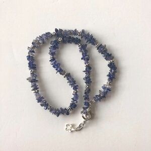 NWOT Blue iolite choker necklace with silver tone accents